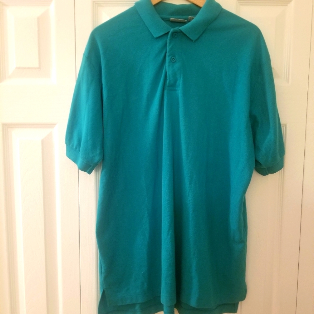 Levi's Vintage Men's Polo Shirt Size 1X Teal Blue Short Sleeve